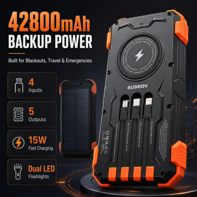 Velura 42800mAh Solar Rechargeable Battery
